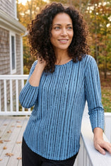 Peruvian Cotton Canyon Stripe Seamed Tee