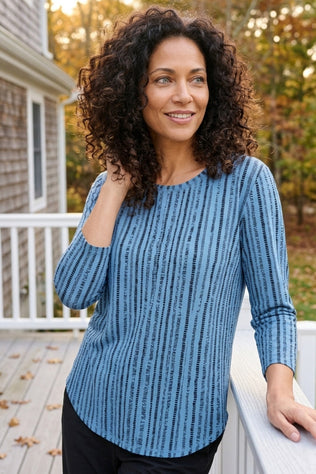 Peruvian Cotton Canyon Stripe Seamed Tee