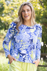 Peruvian Cotton Fiji Floral Hi-Lo Scoop Neck Tee