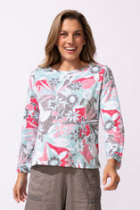 Peruvian Cotton Fiji Floral Hi-Lo Scoop Neck Tee