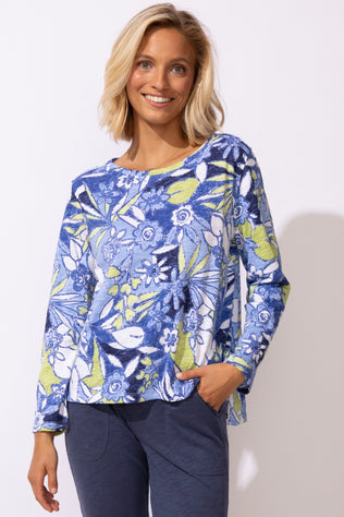 Peruvian Cotton Fiji Floral Hi-Lo Scoop Neck Tee