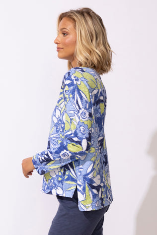 Peruvian Cotton Fiji Floral Hi-Lo Scoop Neck Tee