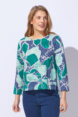 Decoupage Floral Stepped Hem Tee