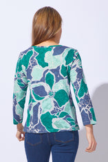 Decoupage Floral Stepped Hem Tee