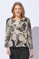 Decoupage Floral Stepped Hem Tee