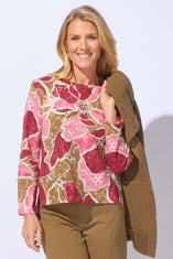 Decoupage Floral Stepped Hem Tee