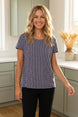 Santa Barbara Stripe Cap Sleeve Tee