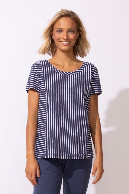 Santa Barbara Stripe Cap Sleeve Tee