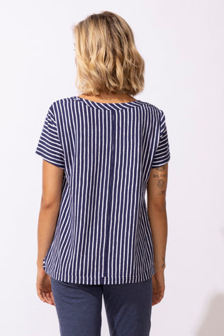 Santa Barbara Stripe Cap Sleeve Tee