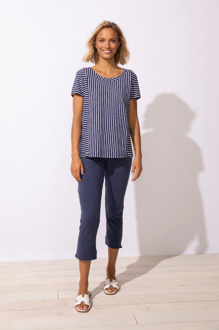 Santa Barbara Stripe Cap Sleeve Tee