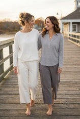 Verona Stripe Split Neck Top