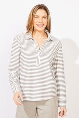 Verona Stripe Split Neck Top