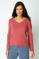 Waffle Knit Wrap Seam Top