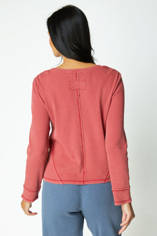 Waffle Knit Wrap Seam Top