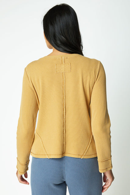 Waffle Knit Wrap Seam Top
