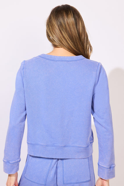 Color Wash Terry Button Cardi