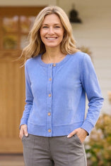 Color Wash Terry Button Cardi