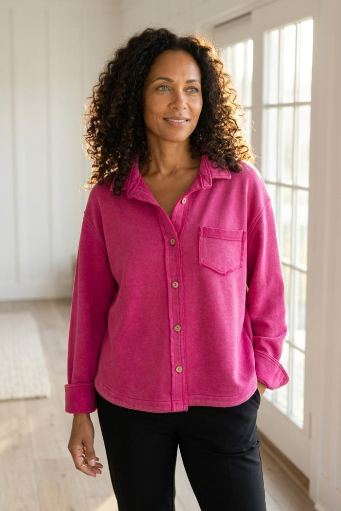 Color Wash Terry Anywhere Shacket