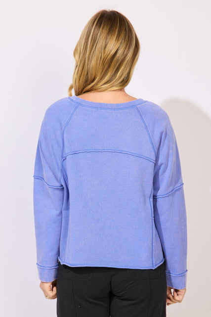 Color Wash Terry Raglan Crew