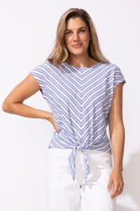 Seaport Stripe Tie Front Top