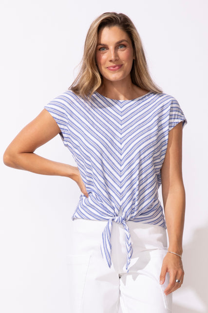Seaport Stripe Tie Front Top