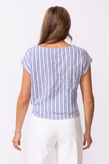 Seaport Stripe Tie Front Top