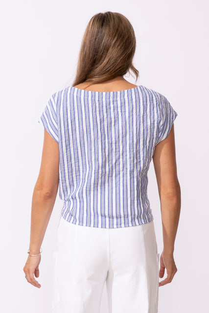 Seaport Stripe Tie Front Top