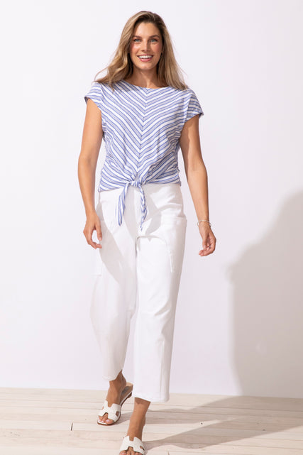 Seaport Stripe Tie Front Top