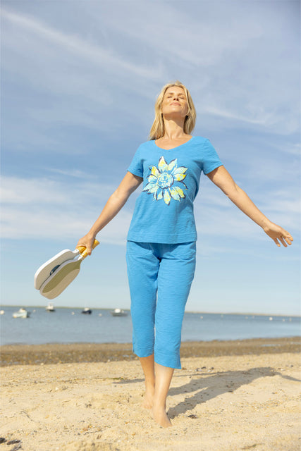 Peruvian Cotton Painted Sunflower Tee