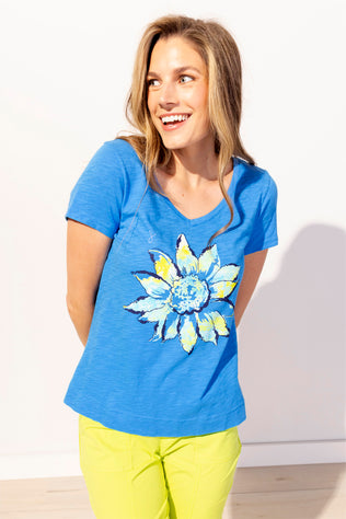 Peruvian Cotton Painted Sunflower Tee