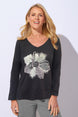 Peruvian Cotton Decoupage Floral V-Tee