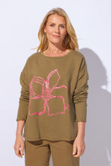 Destination Fleece Floral Outline Pullover