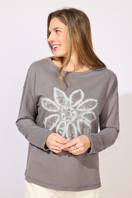Destination Fleece Shibori Floral Pullover