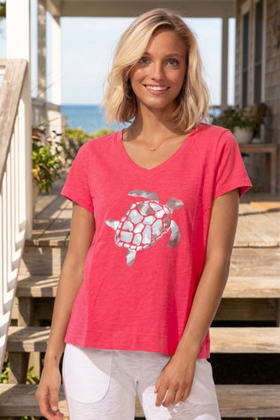 Watercolor Turtle V-Neck Tee